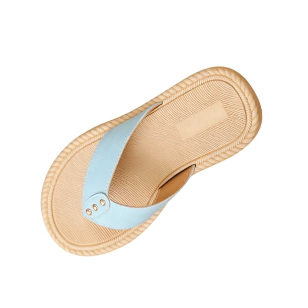 Sandalias Planas con Correas de Tobillo Metal Acento Pie Post Espadrilles, Sandalias Planas de las Mujeres Pie Redondo Verano