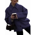 thumbnail image 6 of Female Trench Coat Long Sleeve Lapel Casual Jackets Winter Outerwear Navy Blue M, 6 of 9