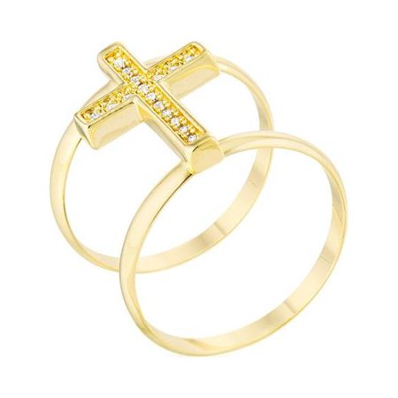 Jgoodin Womens Francis 0.08 CT Cubic Zirconia 14K Gold Contemporary Cross Ring - Size 8