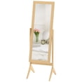 thumbnail image 1 of Adjustable Angle Full Length Mirror - Oak Standing Mirror for Bedroom, Living Room - 58.3" Tall, MDF Frame, HD Reflection, 1 of 7