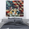thumbnail image 3 of Patriotic Manx Stained Glass Portrait American Flag Tapestry Cat Lover Kitten Owner Gifts Wall Hanging Backdrop Home Decor - 01010, 3 of 5