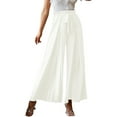 thumbnail image 1 of Gibobby pantalones de maternidad mujer Pantalones de pierna ancha fluidos con cinturón de cintura alta con de color para mujer, pantalones informales de algodón con cintura para mujer (Blanco, S), 1 of 5