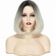 thumbnail image 1 of wonima44 Women's Ombre Blonde Wig Short Curly Synthetic Bob Wig Halloween Costume Party Cosplay Wig, 1 of 1