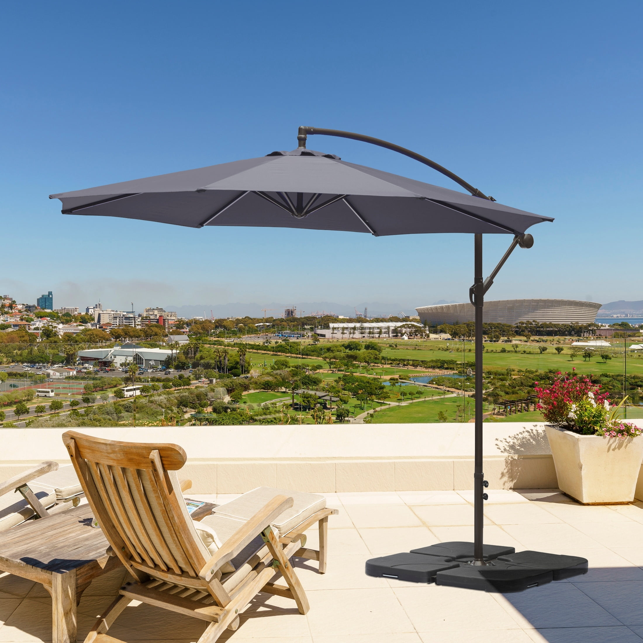 Westin Outdoor 102" Gray Octagon Cantilever and Offset Patio Umbrella
