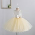 thumbnail image 2 of Bearichfupo Pageant Party Dress Long Princess Wedding Round Collar Pearl Set Sleeveless Front And Back Bow A Line Dress For 2 To 8 Years, Sizes 5-6 Years, 2 of 6