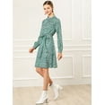 thumbnail image 3 of INSPIRE CHIC Robe à Manches Longues pour Femme, Florale, Évasée, à Nouer à la Taille, Col Smock, 3 of 6