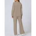 thumbnail image 6 of Women 2 Piece Outfits 2025 Fall Fashion Wide Leg Pants Lounge Set Leisure Travel Vacation Sweatsuits Deep Khaki XS, 6 of 9