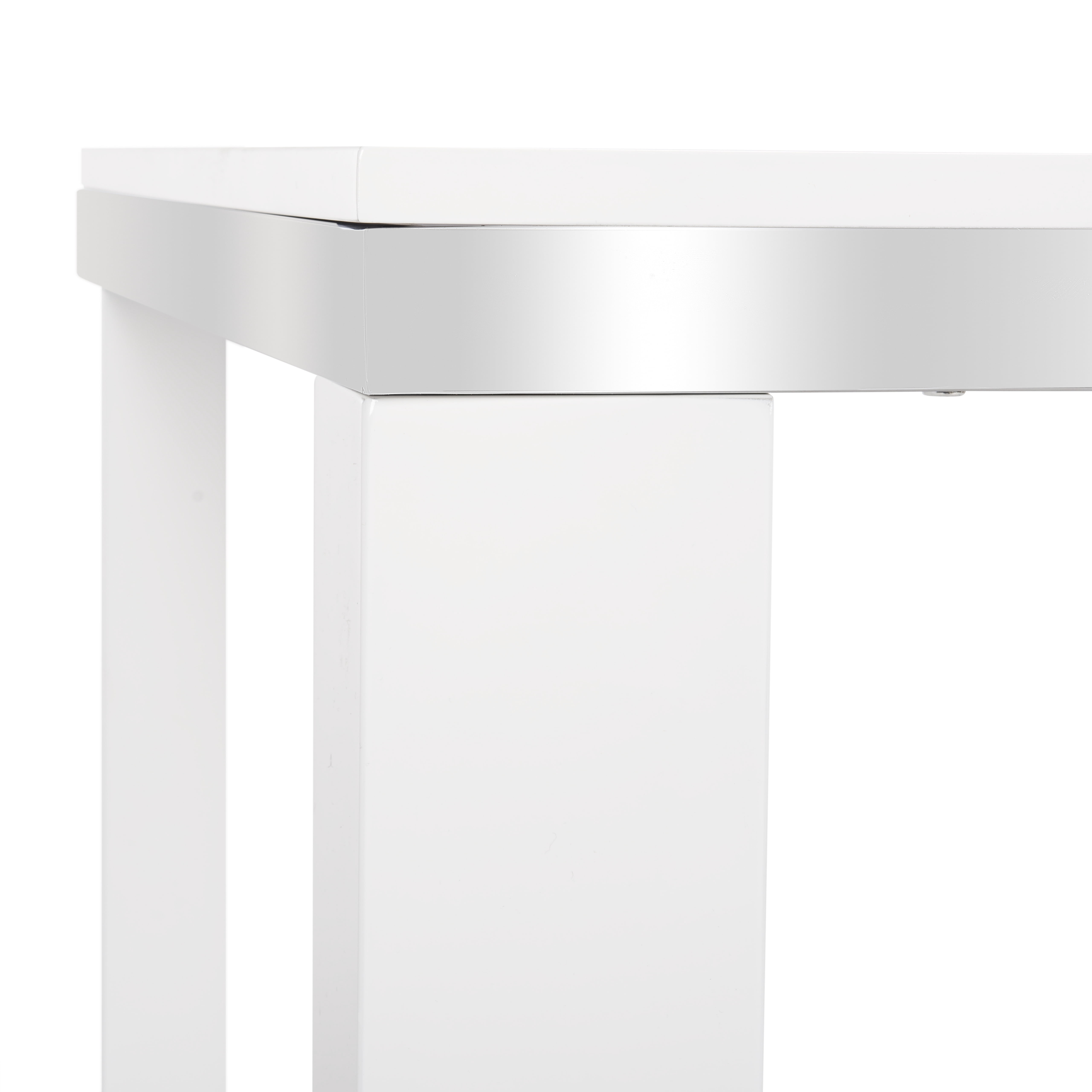 SAFAVIEH Enos Modern Lacquer Wood Desk, White/Chrome