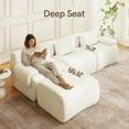 thumbnail image 6 of Gronda White Boneless Couch  L Shaped Modular Sectional Sofa No Assembly 114" Comfy Chenille 3 Seater Curved Sectional Couches with Ottoman for Living Room, Apartment, Modern, 6 of 14