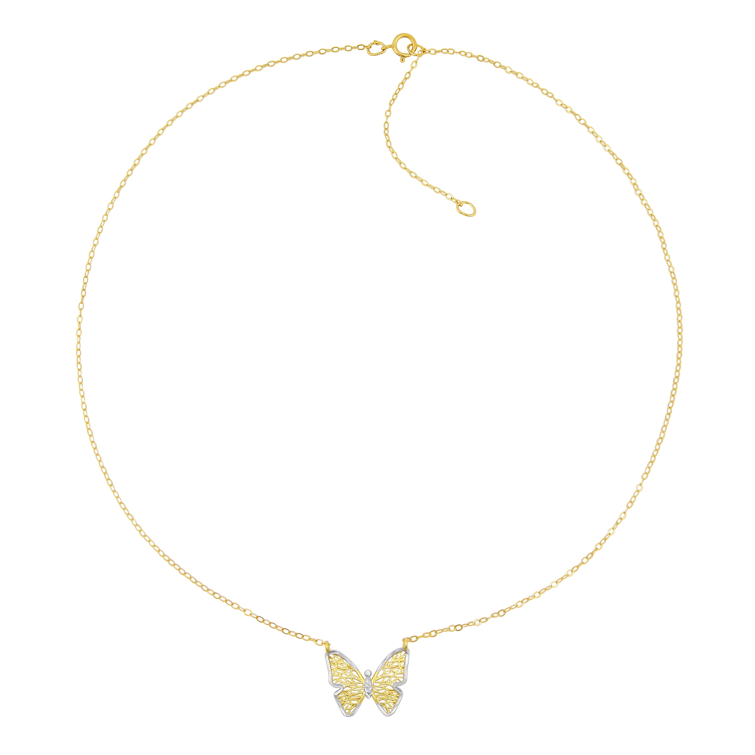 Brilliance Fine Jewelry 10KT Two-Tone Gold Butterfly Necklace with 18" Gold Filled Chain