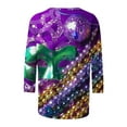 thumbnail image 5 of Penkiiy Blouse Carnaval pour Femmes Mardi Gras Mode Imprimée Décontractée Col Rond Manches 3/4 T-shirt Blouse m Multicolore, 5 of 5