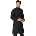 thumbnail image 6 of SKAVIJ Men's Indian Art Silk Long Top Casual Crew Neck Party Kurta (Medium, Black), 6 of 6
