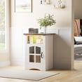 thumbnail image 3 of Lacoo End Table with LED Lights & Power Outlet, Side Table with Glass Door for Living Room, Nightstand with Storage for Bedroom, White, 3 of 7