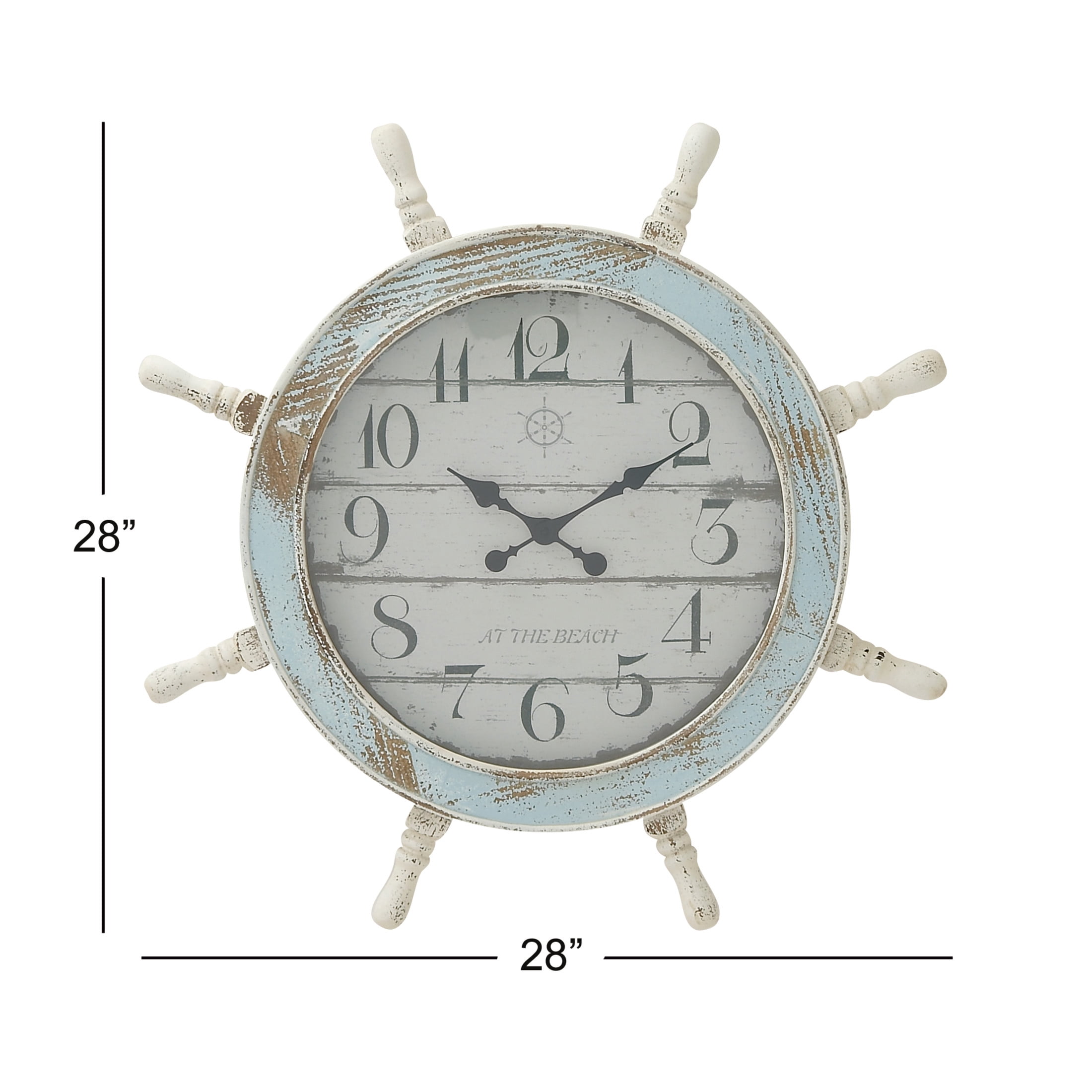 DecMode Blue/White Coastal Anchor Inspired Nautical Wall Clock, 23"D