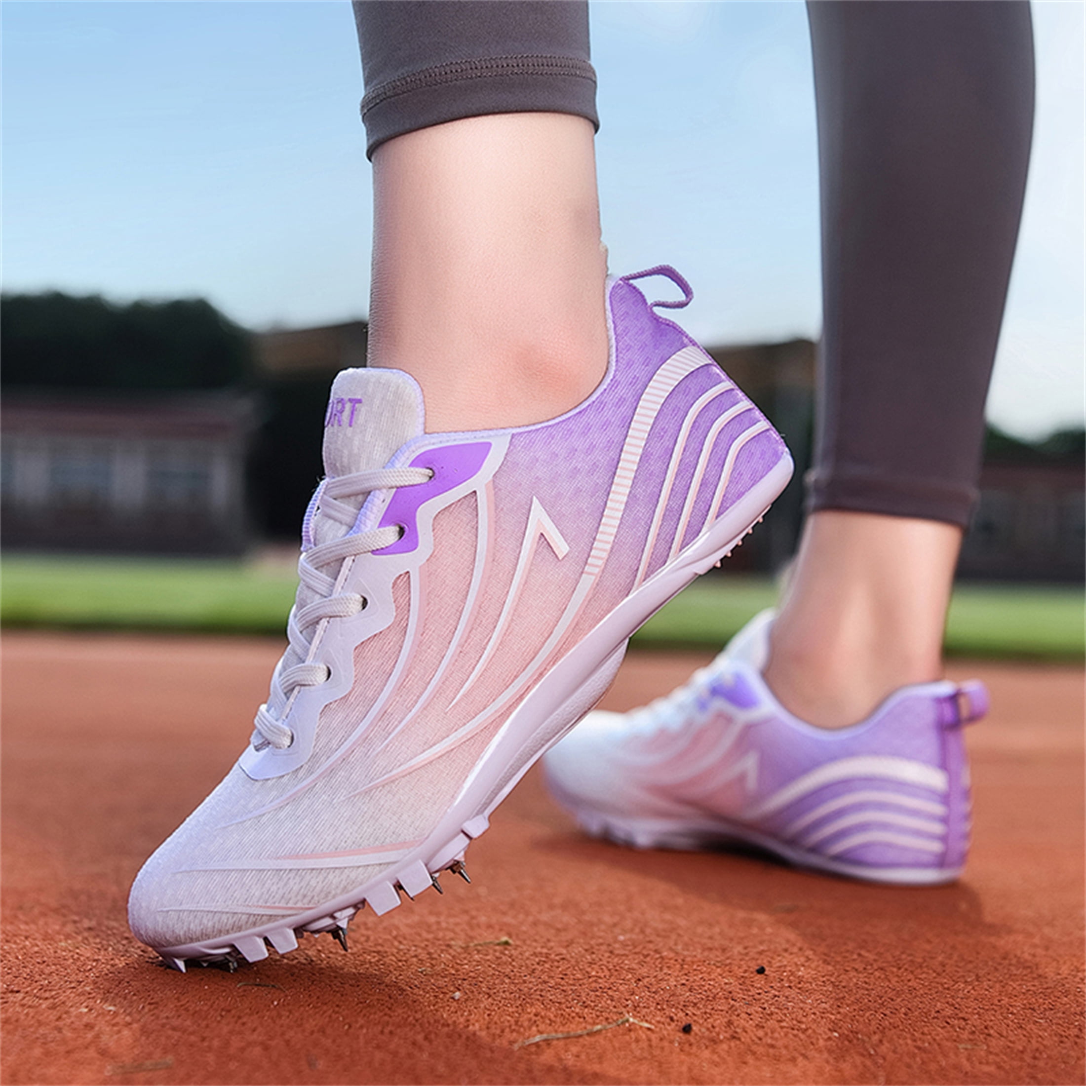 YOURDIARY Men Women Unisex Professional Track Spike Running Shoes, Breathable High Traction Athletic Sprint Cleats for Track Field Sports Training & Competitions