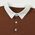 thumbnail image 6 of GuangCheng George Mens Long Sleeve Henley Shirts Contrast Collar Button Placket Slim Fit Stretch Comfort Casual Dress Tops,Coffee,L, 6 of 7