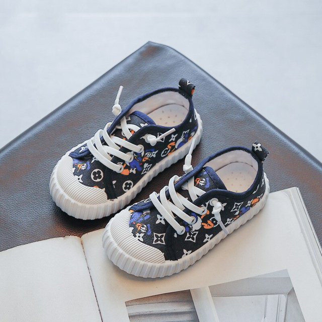 Disney niños dibujos animados Tang viejo pato niño niña antideslizante fondo suave zapatos deportivos casuales estudiante moda correr lona shoes22-Insole 14 cm Gao Jinjia LED