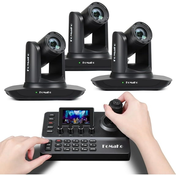 FoMaKo 20X AI Auto Tracking 1080P Camera Bundle (3pcs FMK12UH Pro(20x)-B   KC606)