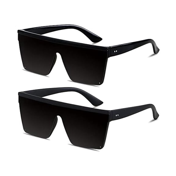 LYH Square Oversized Sunglasses for Women Men Big Flat Top Fashion Shield Large UV Protection Rimless Shades