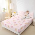 thumbnail image 3 of Castle Fairy Cute Ribbon Dreamy Bow Bed Sheets 4-Piece,Kawaii Animal Bear Full Size Sheets,Pink Cream,1 Fitted Sheet, 1 Flat Sheet and 2 Pillowcases, 3 of 6