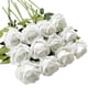 thumbnail image 1 of Xiao Hua Rosas blancas artificiales 12 rosas con tallo de seda de tacto real, ramo de rosas adecuado para el hogar, bodas, fiestas, flores de jardín y decoración de rosas., 1 of 5