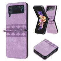 Decase Slim Phone Case for Samsung Galaxy Z Flip 3 5G ,Luxury PU Leather Hard Shell Ultra Thin Slim Shockproof Durable Hinge Protector Case Cover for Samsung Galaxy Z Flip 3 5G,Purple