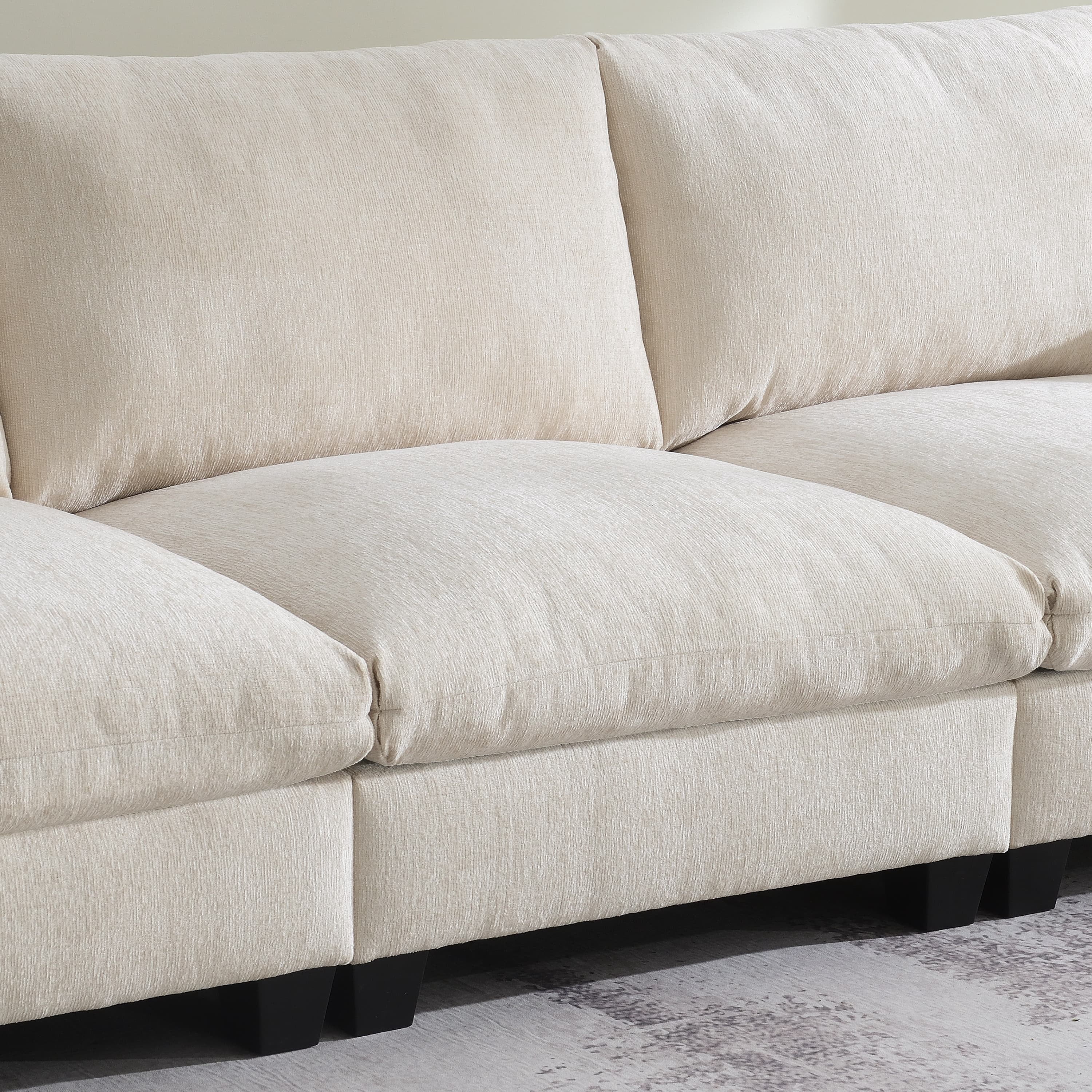MAYEERTY 96x35" Chenille Sectional Sofa - Bluetooth Speaker, Drop Down Table/Cup Holders/USB/Storage, Wide Seat for Living Room/Apartment/Office, 3 Colors