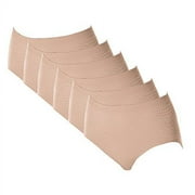 Bali Women`s Comfort Revolution Microfiber Seamless Brief,803J,10/11 (Pack of 6) 6 Nude Dot Print