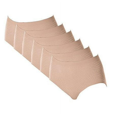 Bali Women`s Comfort Revolution Microfiber Seamless Brief,803J,8/9 (Pack of 6) 6 Nude Dot Print
