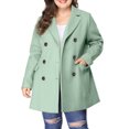 thumbnail image 5 of MODA NOVA Juniors Plus Size Double Breasted Mid-Length Overcoat Green 2X, 5 of 5
