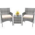 thumbnail image 1 of WLXIANG 3 Pieces Patio Furniture Sets Clearance PE Rattan Wicker Chairs with Table Outdoor Garden Porch Furniture Sets (Light Grey), 1 of 9