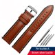 thumbnail image 3 of Correa de reloj de cuero genuino para Breitling Heuer Tudor Seiko Omega para hombres y mujeres, 20 mm, 22 mm, 24 mm, pulsera de reloj marrón y azul, 3 of 5