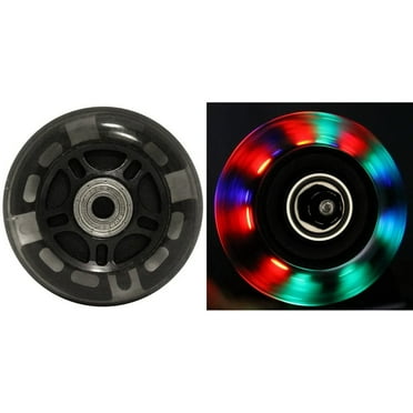 LED INLINE WHEELS 76mm 82a Skate Rollerblade Ripstik Luggage LIGHT UP  2-Pack w/ Bearings