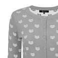 thumbnail image 2 of YEMAK Women's Cute Cat Pattern 3/4 Sleeve Button Down Stylish Cardigan Sweater MK3466-GRY/IVR-S, 2 of 10