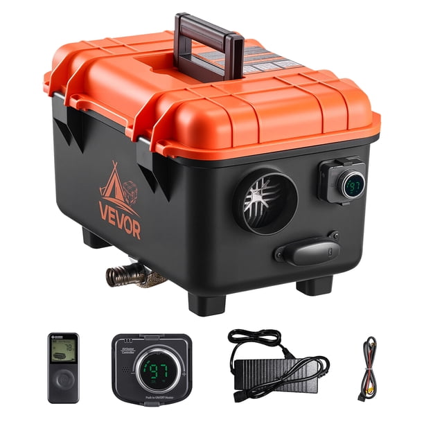 Calentador de aire diesel portátil VEVOR de 8 kW, CC 12 V/24 V, todo en uno, 1,1 galones