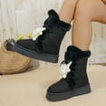 thumbnail image 5 of XUNKUSGA Womens Boots Casual Suede Retro Winter Boots for Women Shearling Lined Winter Snow Boots Comfortable ry Booties for Women Thick Soled High-Top Round-Toe Lace-Up Women Boots 36-42 Black, 5 of 8