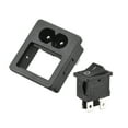 thumbnail image 2 of Unique Bargains C8-8 Panel Mount Plug Adapter AC 250V 10A 2 Pins 1mm Buckle IEC Inlet Socket w 4P ON-OFF Switch,Heat Shrink Connector, 2 of 4