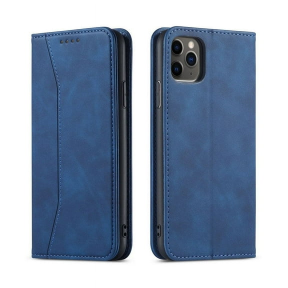 Flip Leather Multi Card Holder Phone Case & Stand Compatible with iPhone 15 Pro Max in Blue