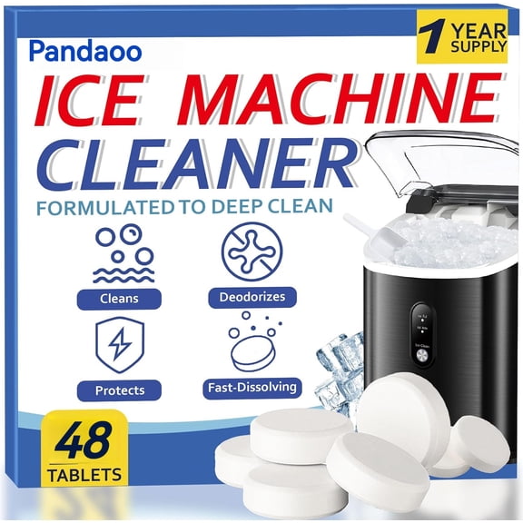 Ice Machine Cleaner Maker and Descaler - 24 Ice Maker Cleaner Tablets Compatible with All Major Brands, Nickel Safe Descaler Countertop Portable Commercial Icemaker Cleaning Solution