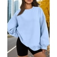thumbnail image 6 of Women Oversized Sweatshirts Hoodie Fleece Crew Neck Long Sleeve Sweaters Comfy Fall Fashion Outfits Light Blue L, 6 of 9