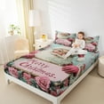 thumbnail image 4 of Manfei Kids Santa Claus Queen Sheet Sets, Magic Fairy Tale Flat Sheet, Pink Rose Floral Queen Fitted Sheet, Super Cozy Room Decor, 4-Piece, 4 of 7