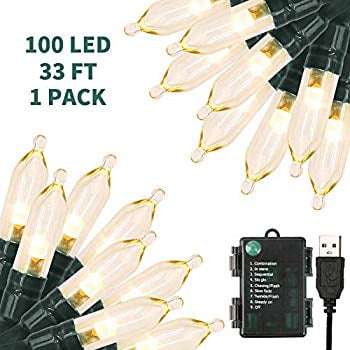 Christmas Lights 33ft 100 LED Outdoor String Lights with Timer& Memory