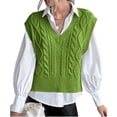 thumbnail image 2 of Women V Neck Sweater Vest Sleeveless Knit Solid Casual Ribbed Preppy Pullover Tops, 2 of 5