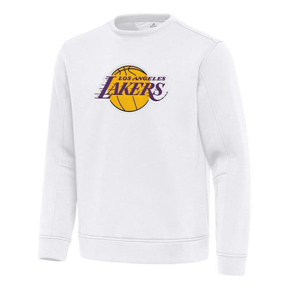 Men's Antigua White Los Angeles Lakers Relevant Pullover Sweatshirt