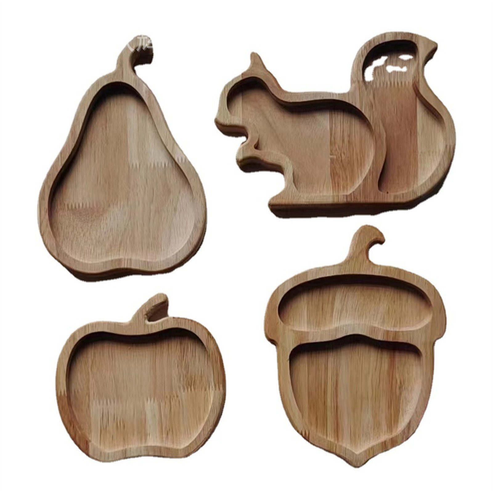 4pcs Wooden Serving Plates With Fruit Trays Kitchen Food Trays