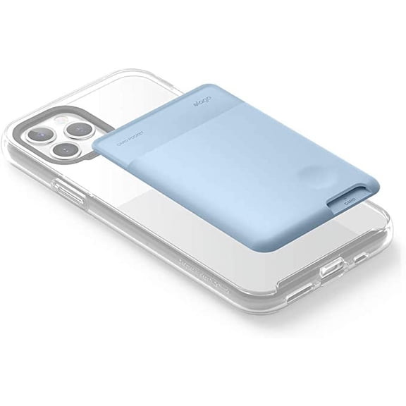 Phone Card Holder - elago Phone Card Holder Pocket [Pastel Blue] - Secure Card Wallet, Ultra Slim Card Holder 3M Adhesive ID Card for iPhone, Galaxy and Most Smartphones
