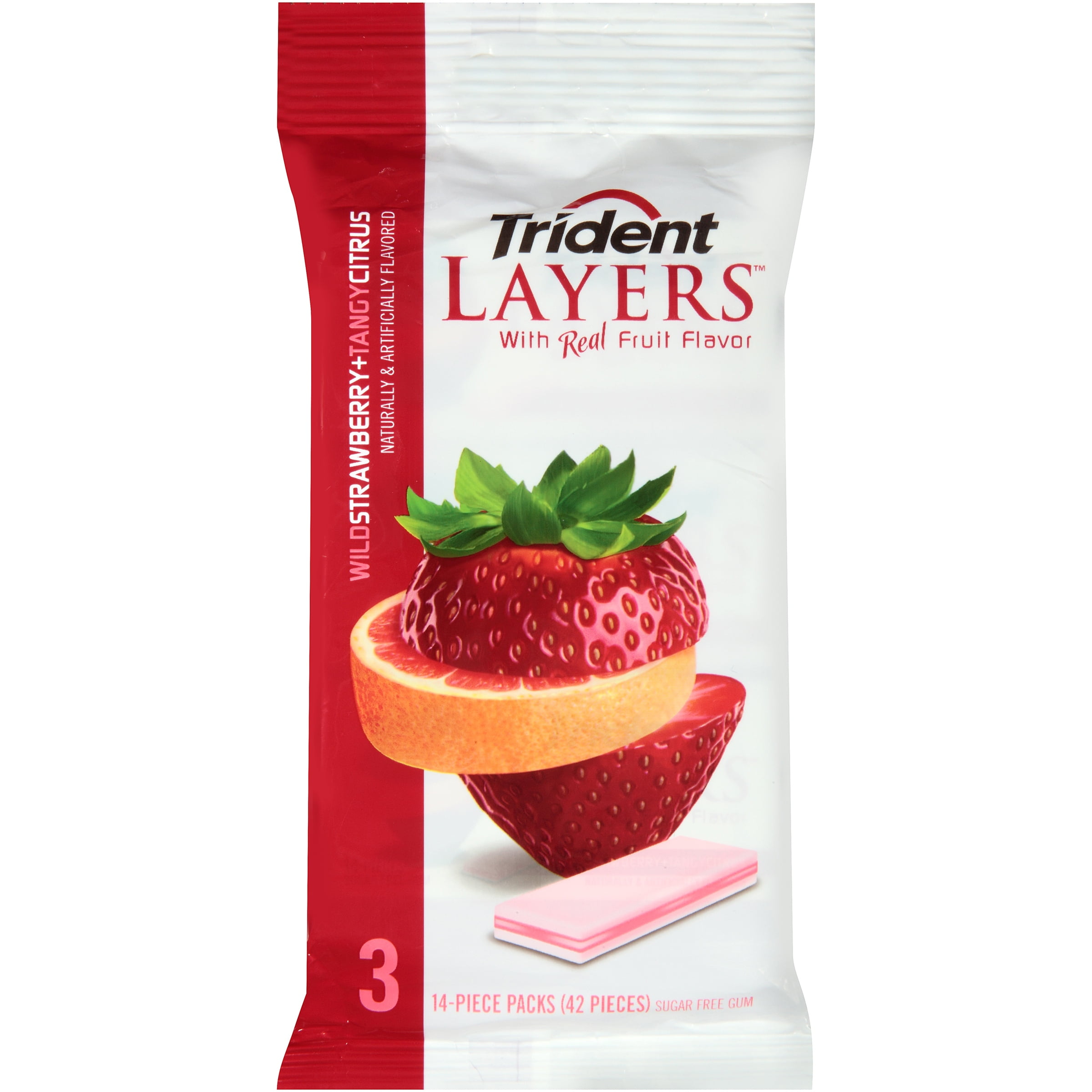 Trident Layers Wild Strawberry and Tangy Citrus Sugar Free Gum- 3 PK, 3.0 PACK by Mondelez Global LLC