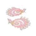 thumbnail image 3 of Crunchy Fashion Bollywood Jewellery Traditional Ethnic Bridal Bride Wedding Bridesmaid Crunchy Fashion Dazzling Pearl Gold-Plated Kundan Meenakari Pink Chandbali Earrings, 3 of 3