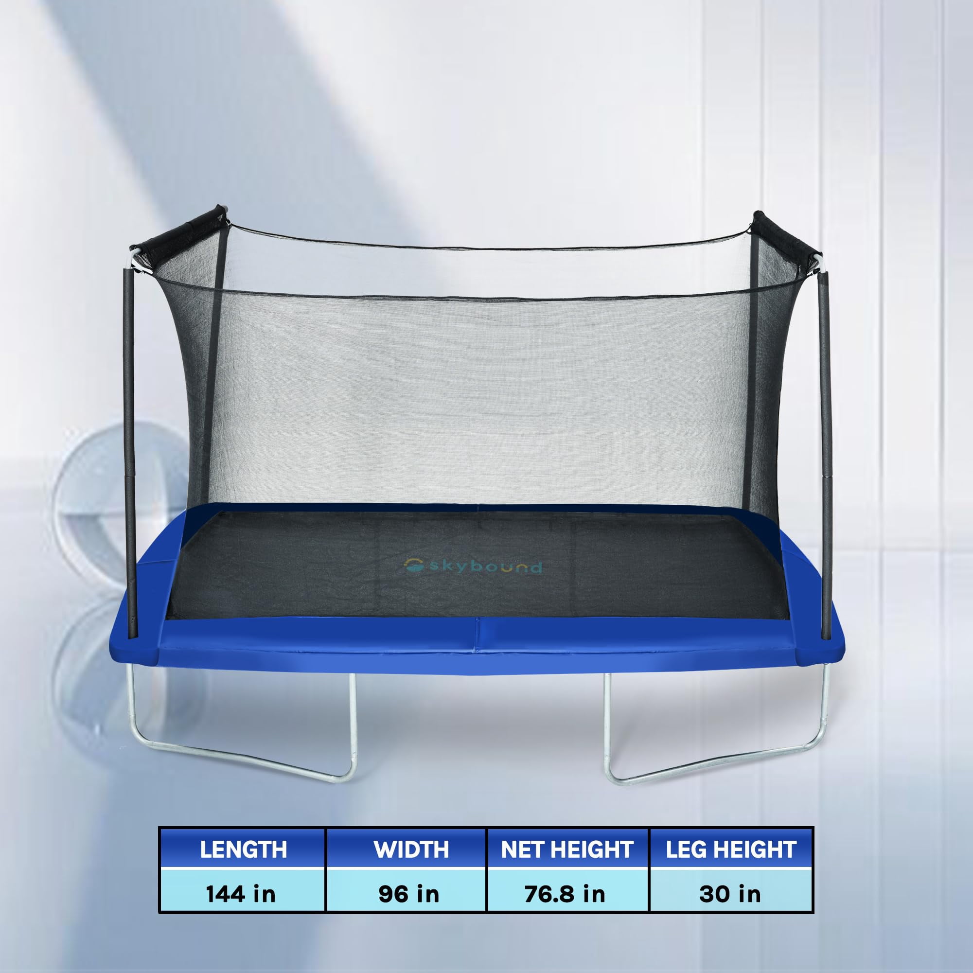 SkyBound 8FT x 12FT Rectangular Trampoline - ASTM Certified Rectangle Trampolines with Enclosure - Gymnastics Rectangular Trampoline for Kids - Max Load 1056 Lbs