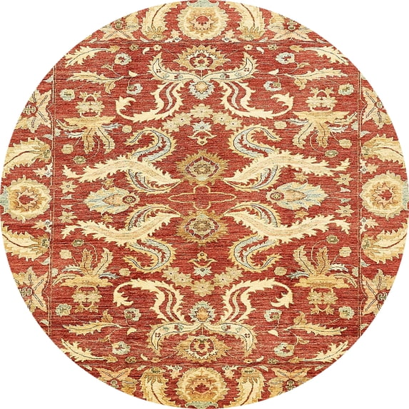 Ahgly Company Indoor Round Abstract Chrome Gold Yellow Abstract Area Rugs, 6' Round